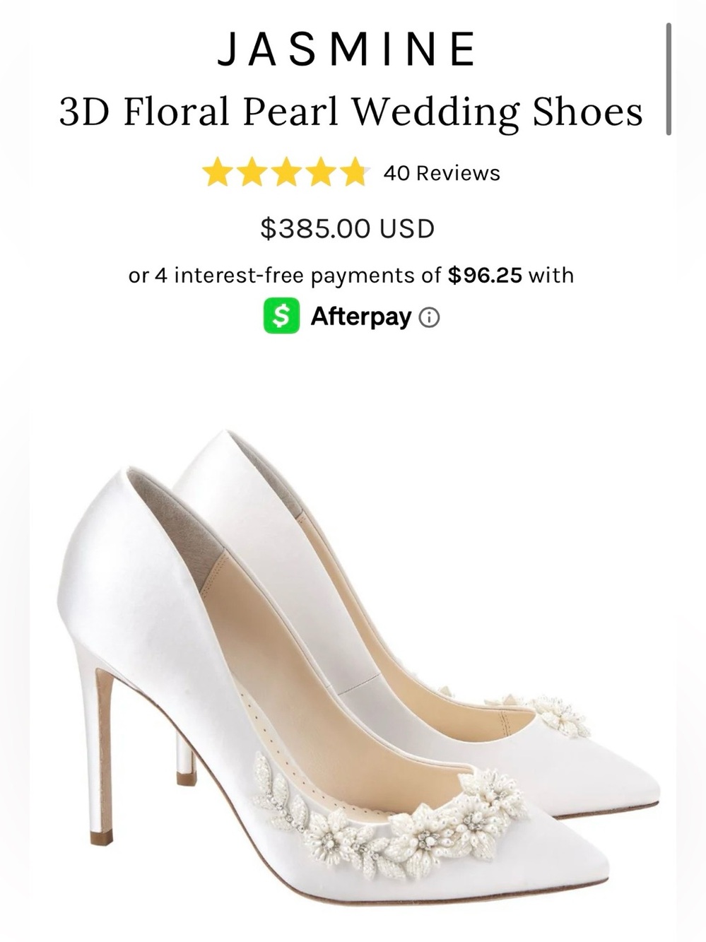 Bella Belle Shoes - Jasmine Ivory 3D Floral Pearl Stiletto Pumps